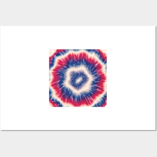 Blue, red, and white tie dye Posters and Art